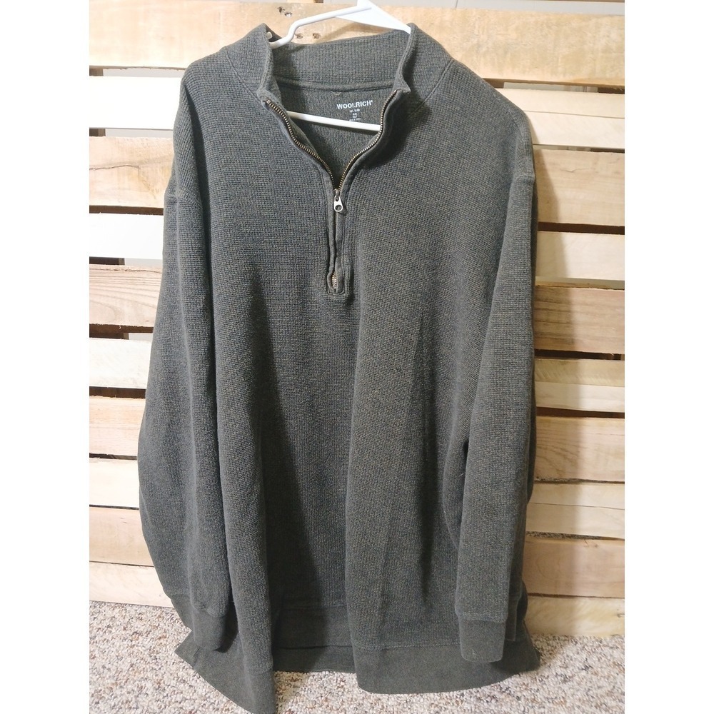 Woolrich Quarter Zip Sweater 100% Cotton Size 4XLT Gray !!!